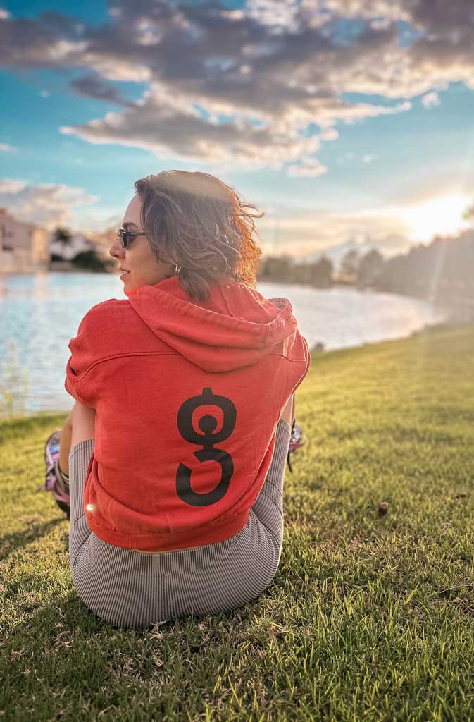 Delin Crop Hoodie - Brick Red