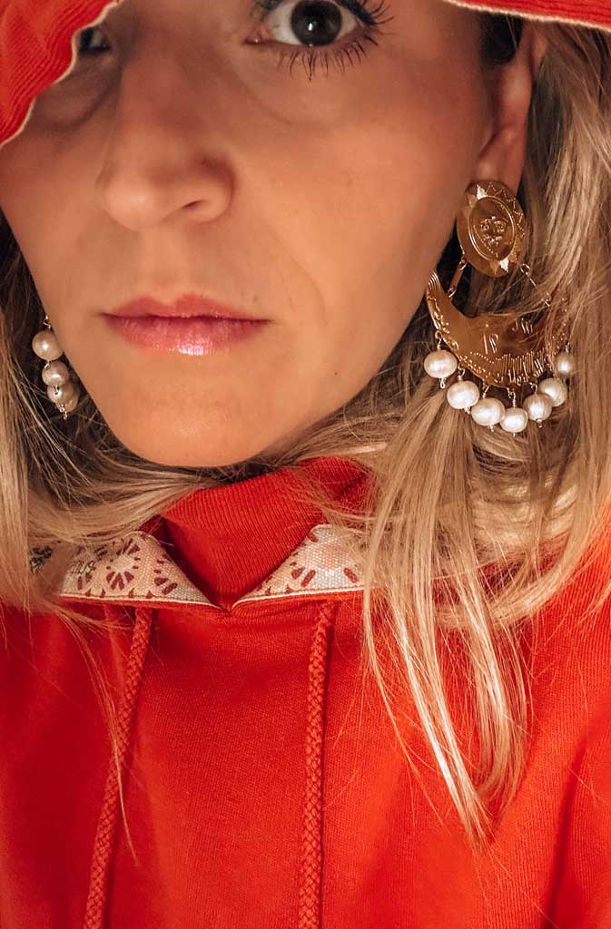 White Moon Earrings