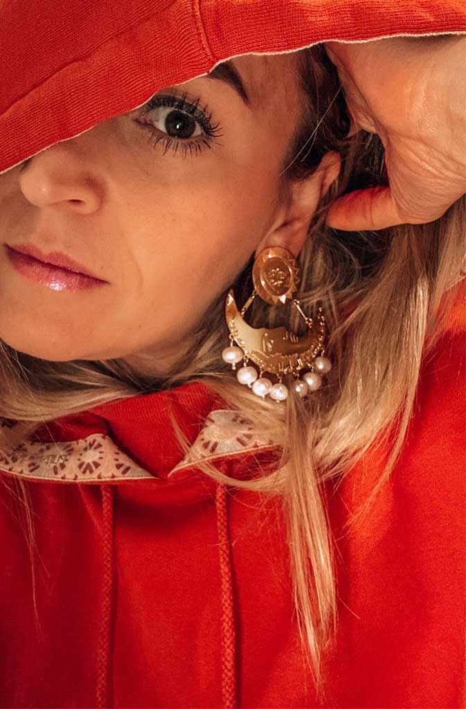 White Moon Earrings